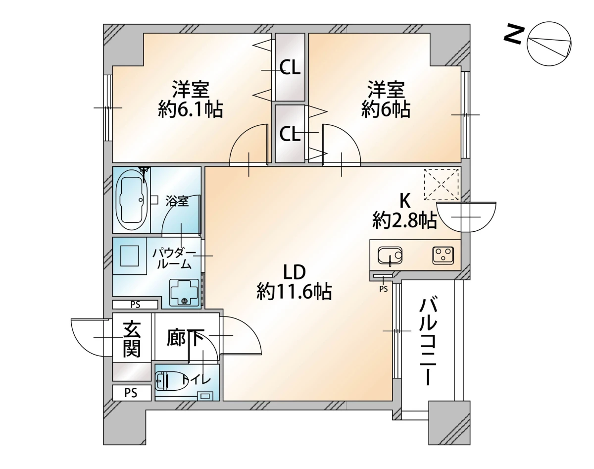 北海道札幌市中央区北一条西１９丁目 間取図